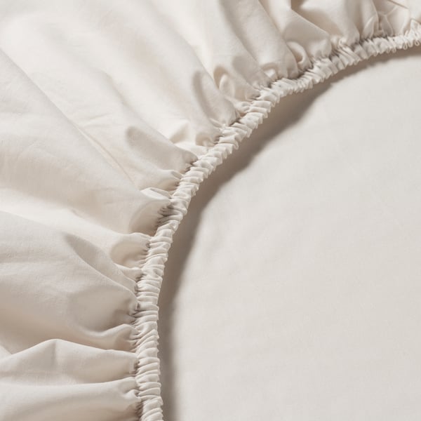 DVALA fitted sheet, beige, 120x200 cm
