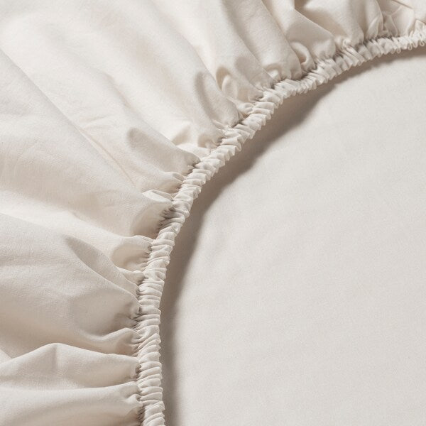 DVALA fitted sheet, beige, 120x200 cm