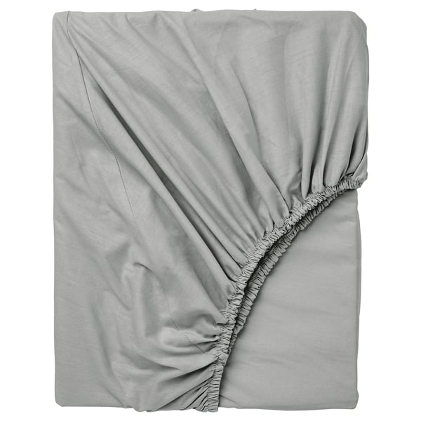 DVALA fitted sheet, light grey, 180x200 cm