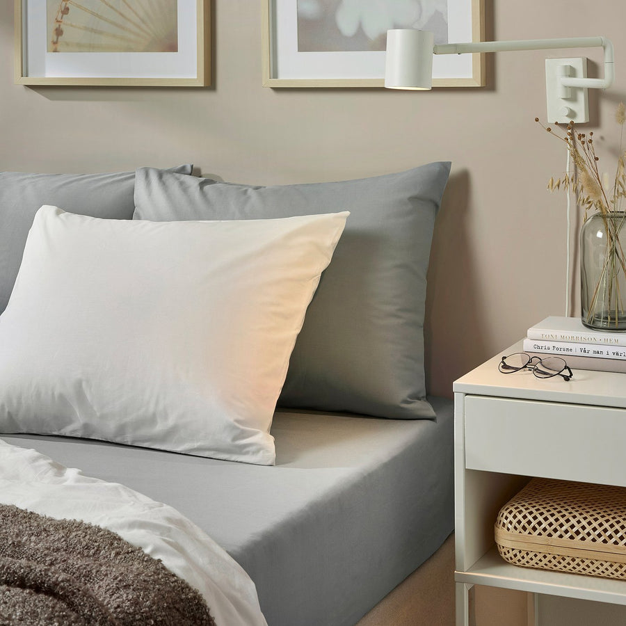 DVALA fitted sheet, grey, 90x200 cm