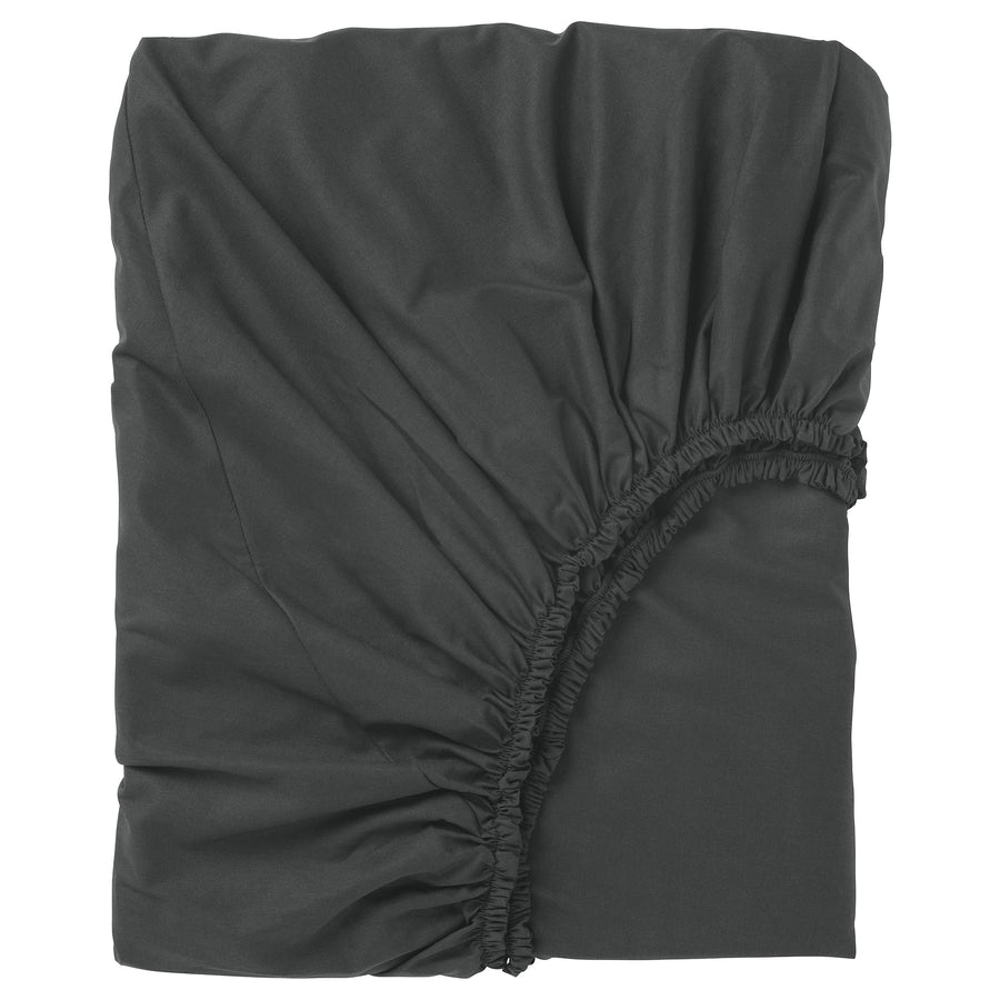 DVALA fitted sheet, black, 180x200 cm
