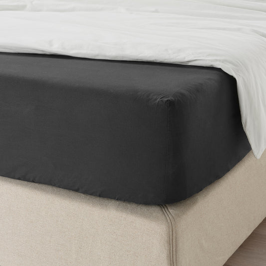 DVALA fitted sheet, black, 180x200 cm