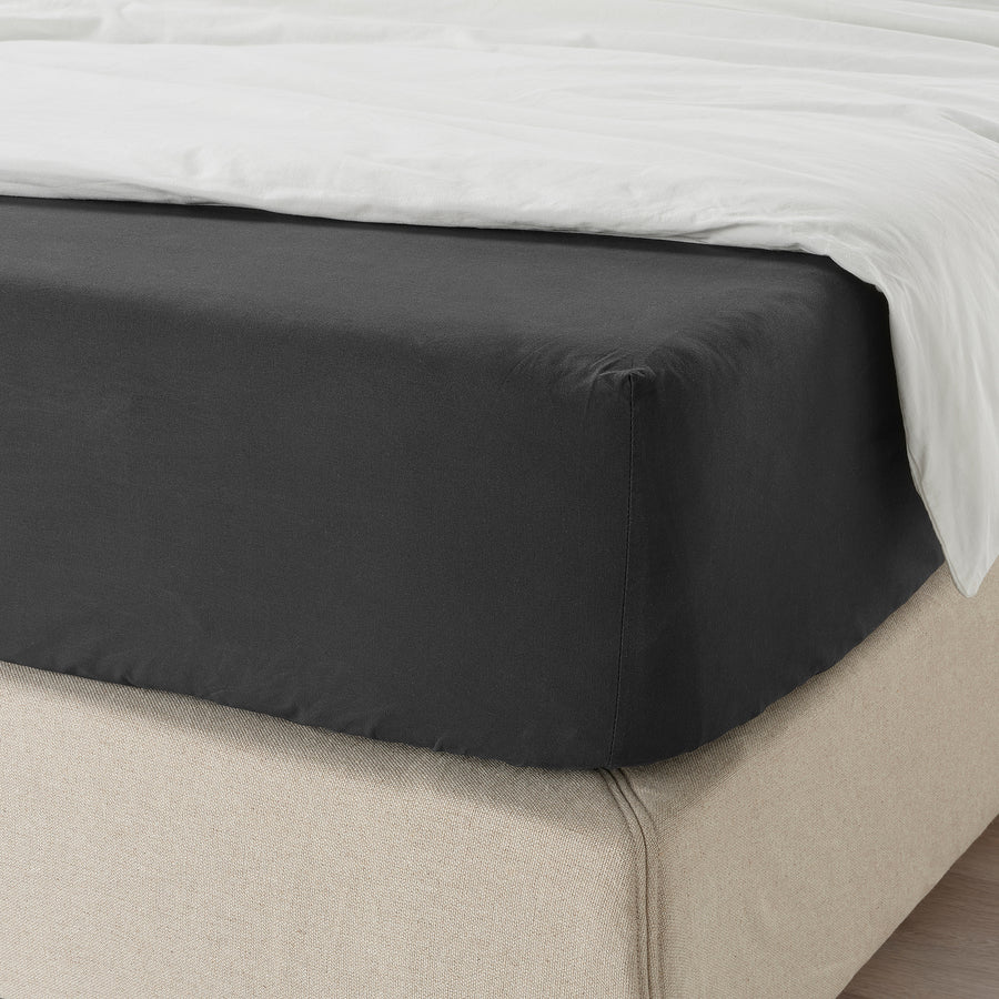 DVALA fitted sheet, black, 180x200 cm
