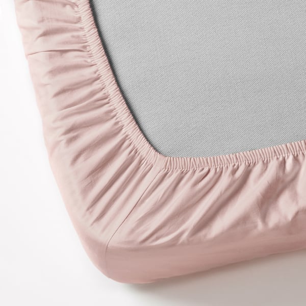 DVALA fitted sheet, light pink, 120x200 cm
