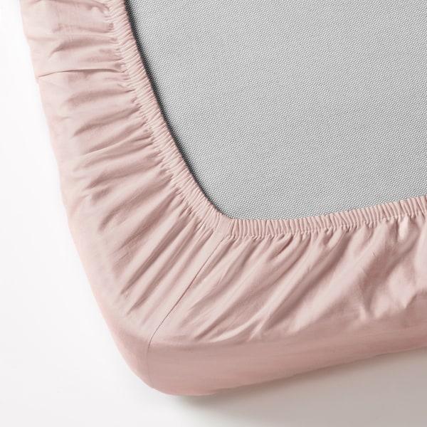 DVALA fitted sheet, light pink, 120x200 cm