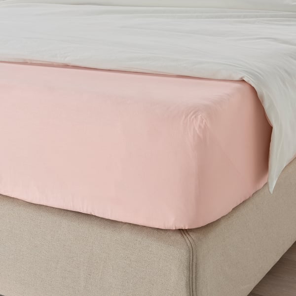 DVALA fitted sheet, light pink, 120x200 cm
