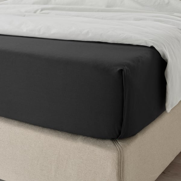 DVALA sheet, black, 240x260 cm