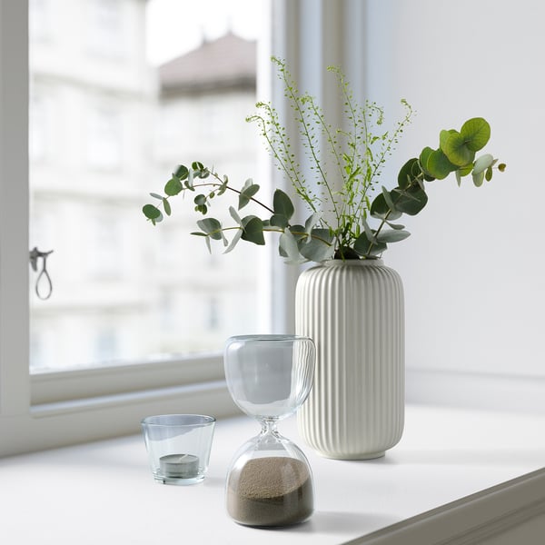 EFTERTÄNKA decorative hourglass, clear glass/sand, 15 cm