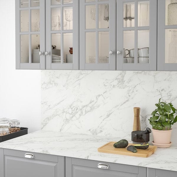 Ikea EKBACKEN - Worktop, white lively marble effect/laminate, 246x2.8 cm
