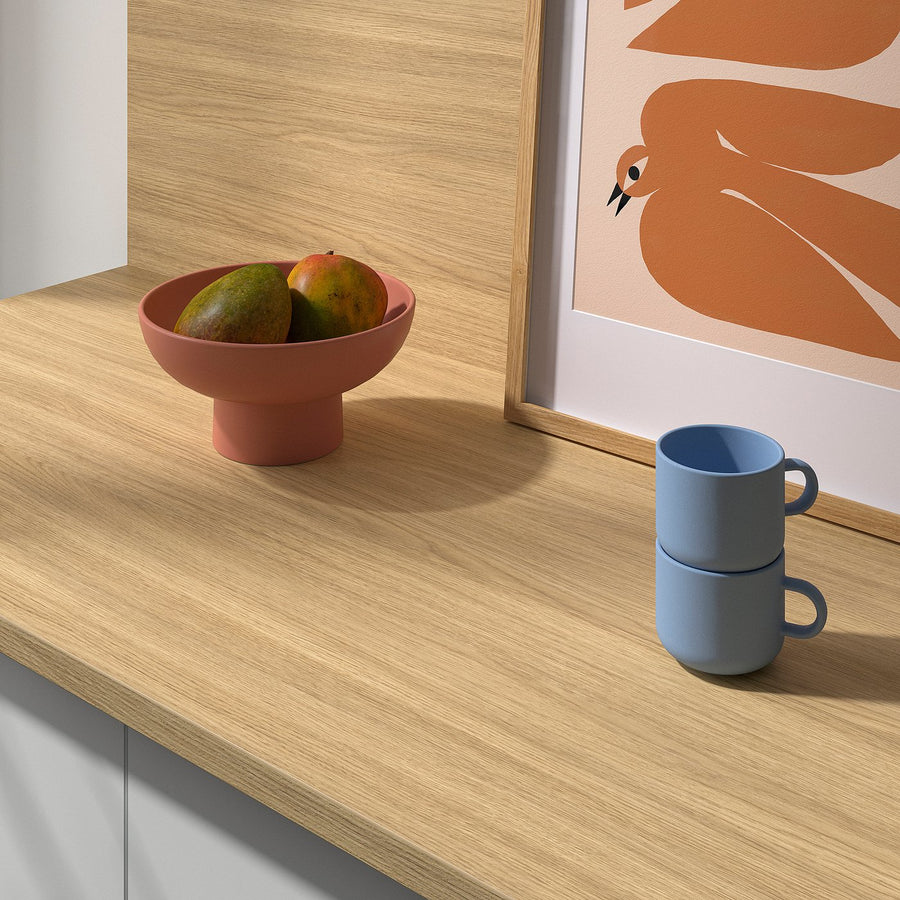 EKBACKEN worktop, light oak effect/laminate, 186x2.8 cm