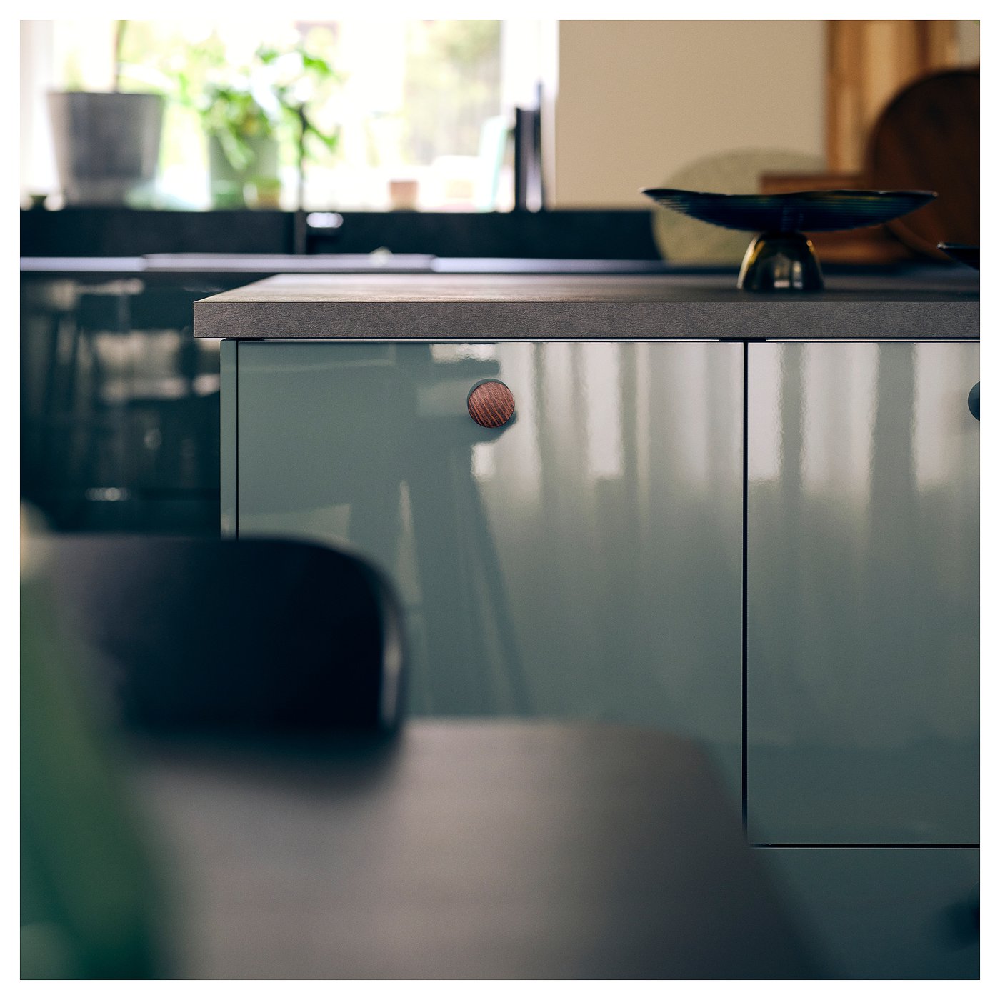 EKBACKEN custom made worktop, black/laminate, 63.6-125x2.8 cm