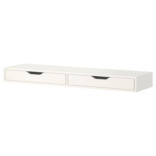 EKBY ALEX shelf with drawers, white, 119x29 cm