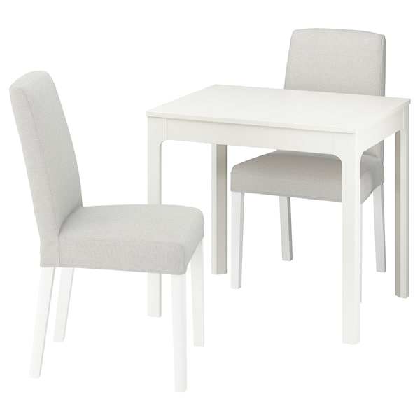 EKEDALEN / BERGMUND - Table and 2 chairs, white / light grey white, 80/120 cm