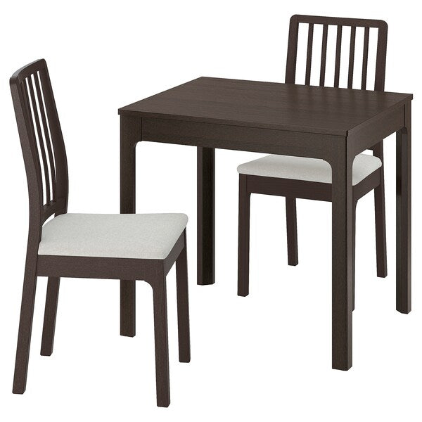 EKEDALEN / EKEDALEN - Table and 2 chairs, dark brown/Hakebo beige, 80/120 cm