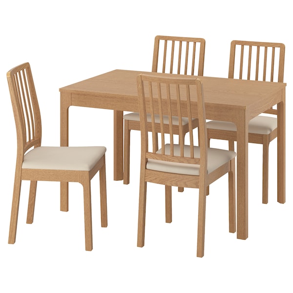 EKEDALEN / EKEDALEN - Table and 4 chairs, oak/Hakebo beige effect,120/180 cm