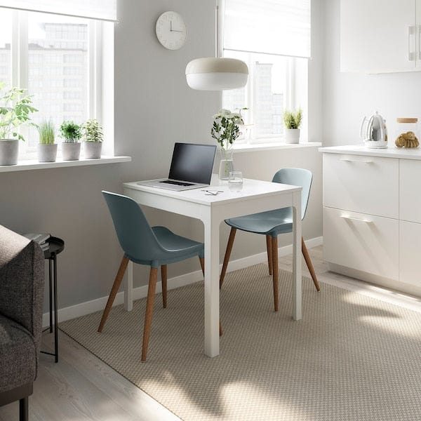 Ikea EKEDALEN / GRÖNSTA - Table and 2 chairs, white/grey-turquoise, 80/120 cm