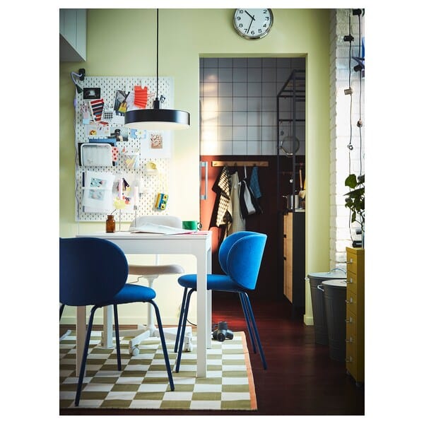 Ikea EKEDALEN / KRYLBO - Table and 2 chairs, white/Tonerud blue,80/120 cm