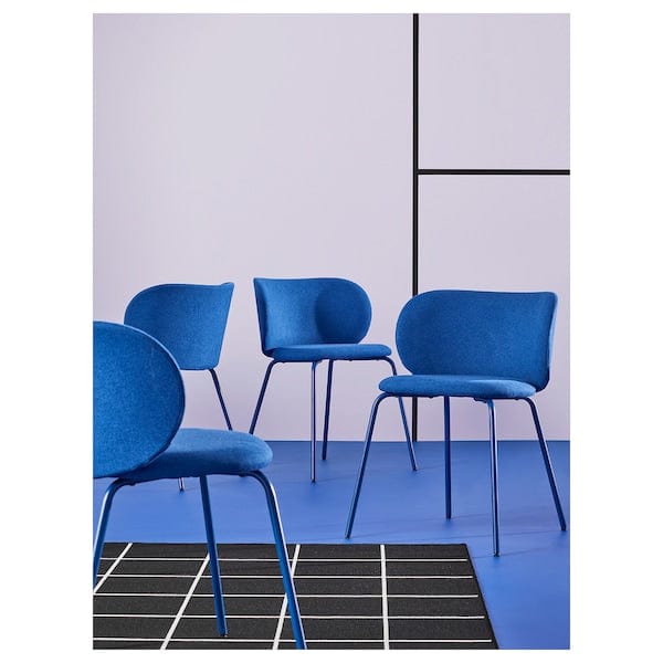 Ikea EKEDALEN / KRYLBO - Table and 2 chairs, white/Tonerud blue,80/120 cm