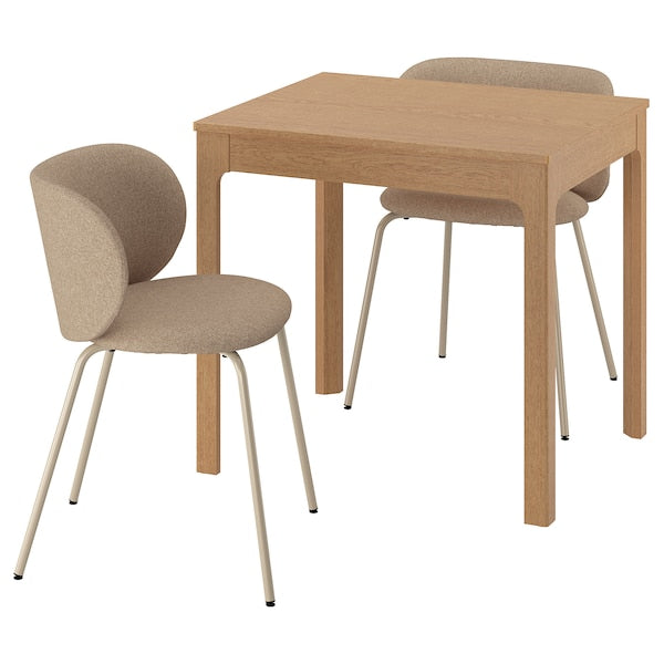 EKEDALEN / KRYLBO - Table and 2 chairs, oak/Tonerud dark beige,80/120 cm