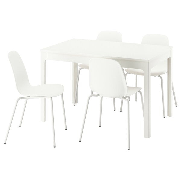 EKEDALEN / LIDÅS - Table and 4 chairs, white/white,120/180 cm