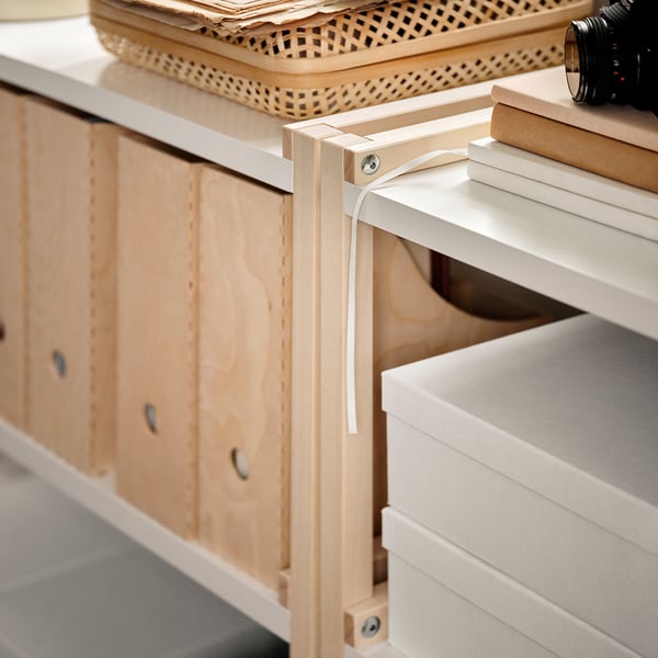 EKENABBEN open shelving unit, aspen/white, 70x34x154 cm