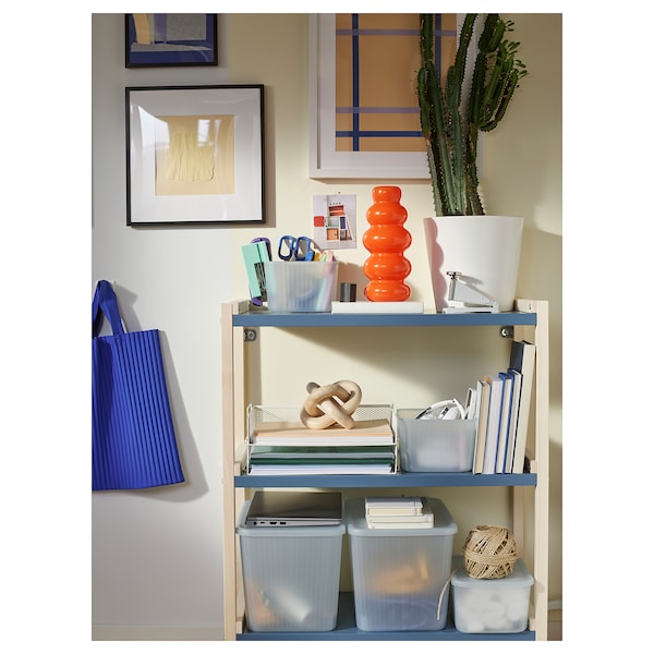 EKENABBEN open shelving unit, aspen/blue, 70x34x86 cm