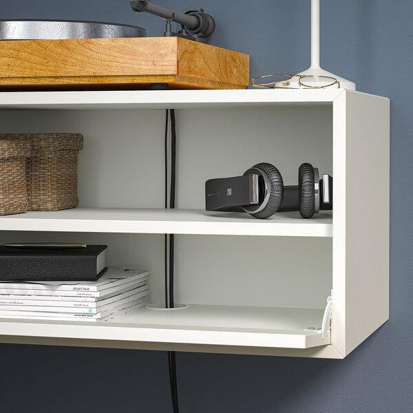 EKET media storage combination, white/dark grey, 175x35x35 cm