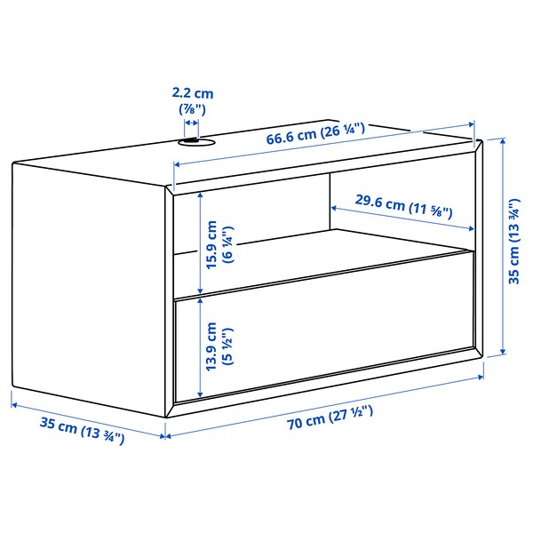 EKET media storage combination, white/white stained oak, 175x35x35 cm