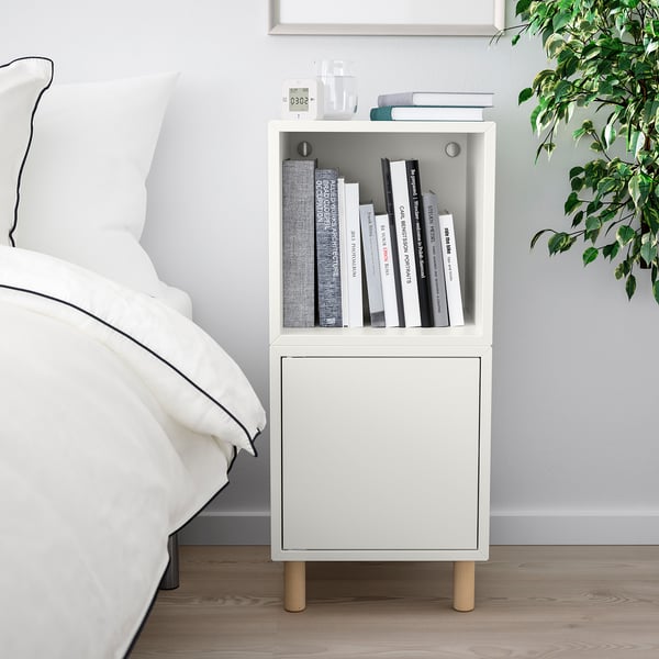 EKET cabinet combination with legs, white/wood, 35x35x80 cm