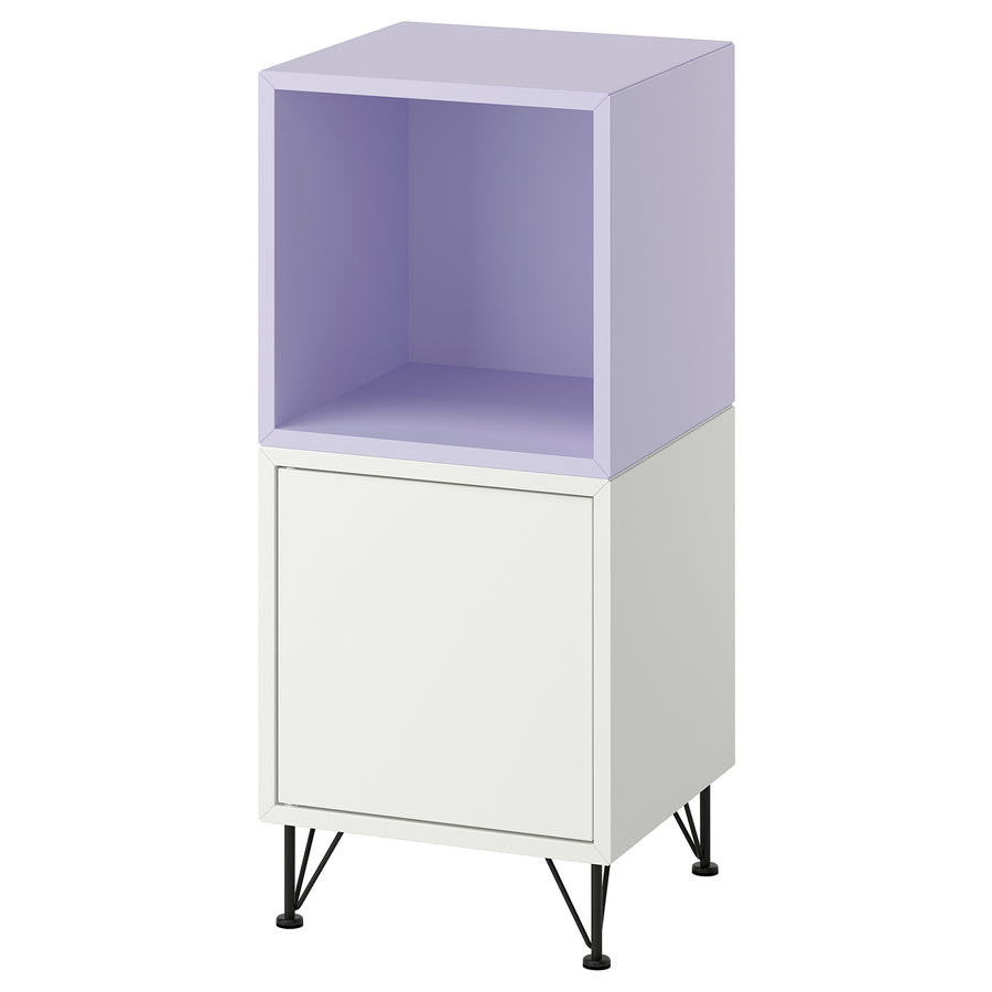 EKET cabinet combination with legs, white pale lilac/metal black, 35x35x80 cm