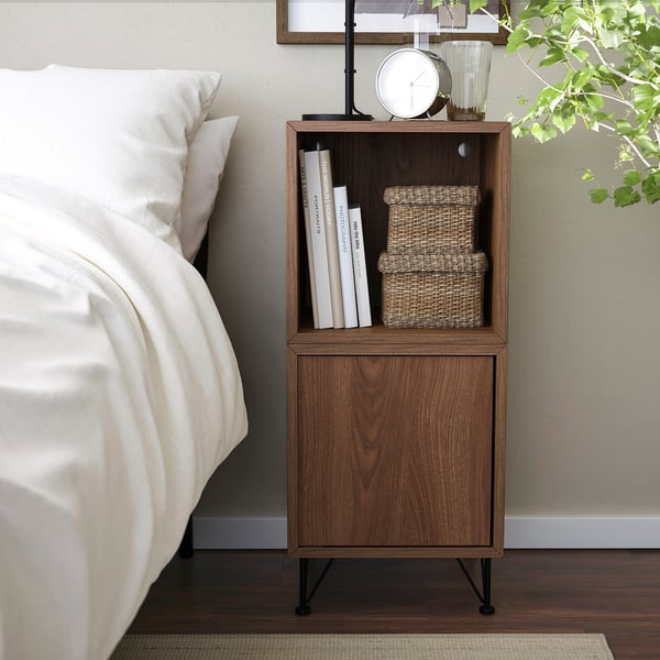 EKET cabinet combination with legs, walnut effect/metal black, 35x35x80 cm