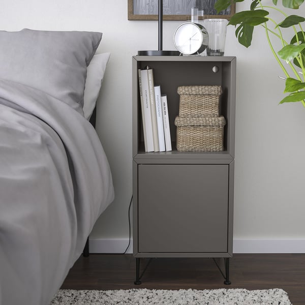 EKET cabinet combination with legs, dark grey/metal black, 35x35x80 cm