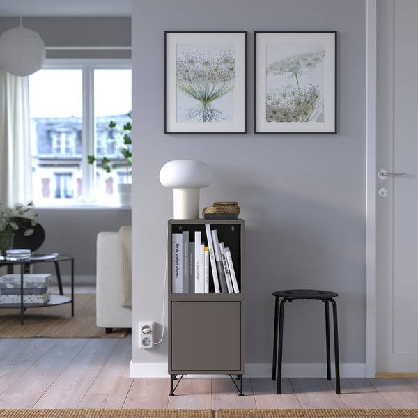 EKET cabinet combination with legs, dark grey/metal black, 35x35x80 cm