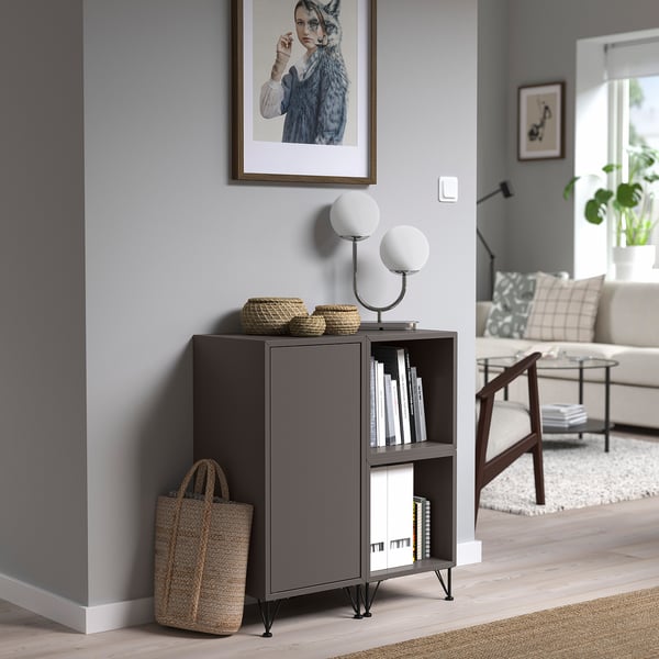 EKET cabinet combination with legs, dark grey/metal black, 70x35x80 cm
