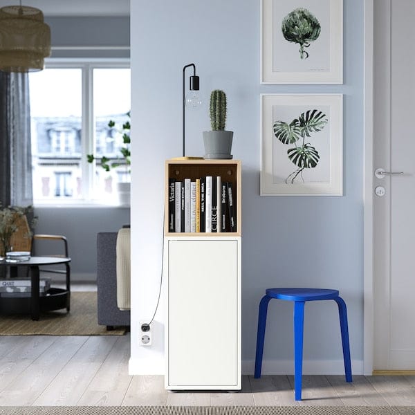 Ikea EKET - Cabinet combination with feet, white/white stained oak effect, 35x35x107 cm