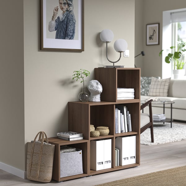 EKET cabinet combination with feet, walnut effect, 105x35x107 cm