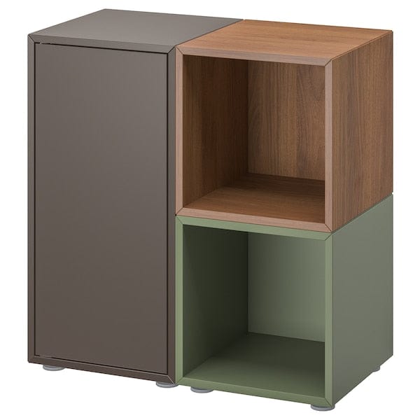 Ikea EKET - Cabinet combination with feet, dark grey/walnut effect grey-green, 70x35x72 cm
