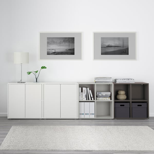 EKET cabinet combination with feet, dark grey/dark grey, 280x35x72 cm
