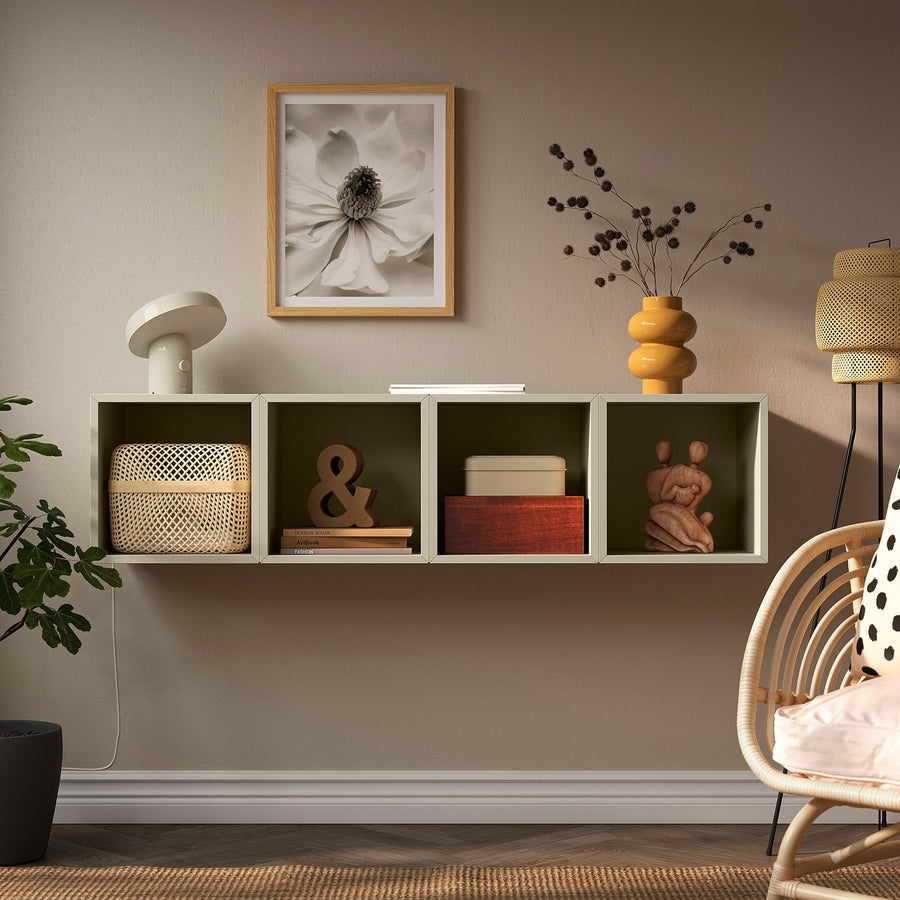 EKET wall-mounted storage combination, beige, 140x35x35 cm
