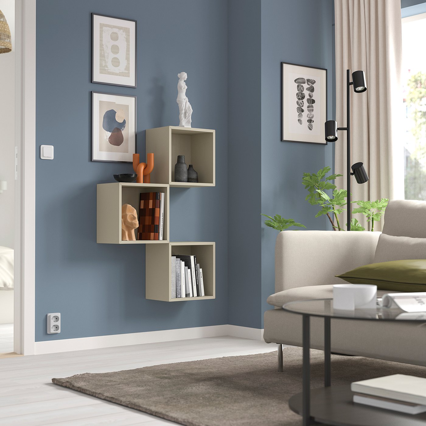 EKET wall-mounted cabinet combination, beige, 70x105x25 cm