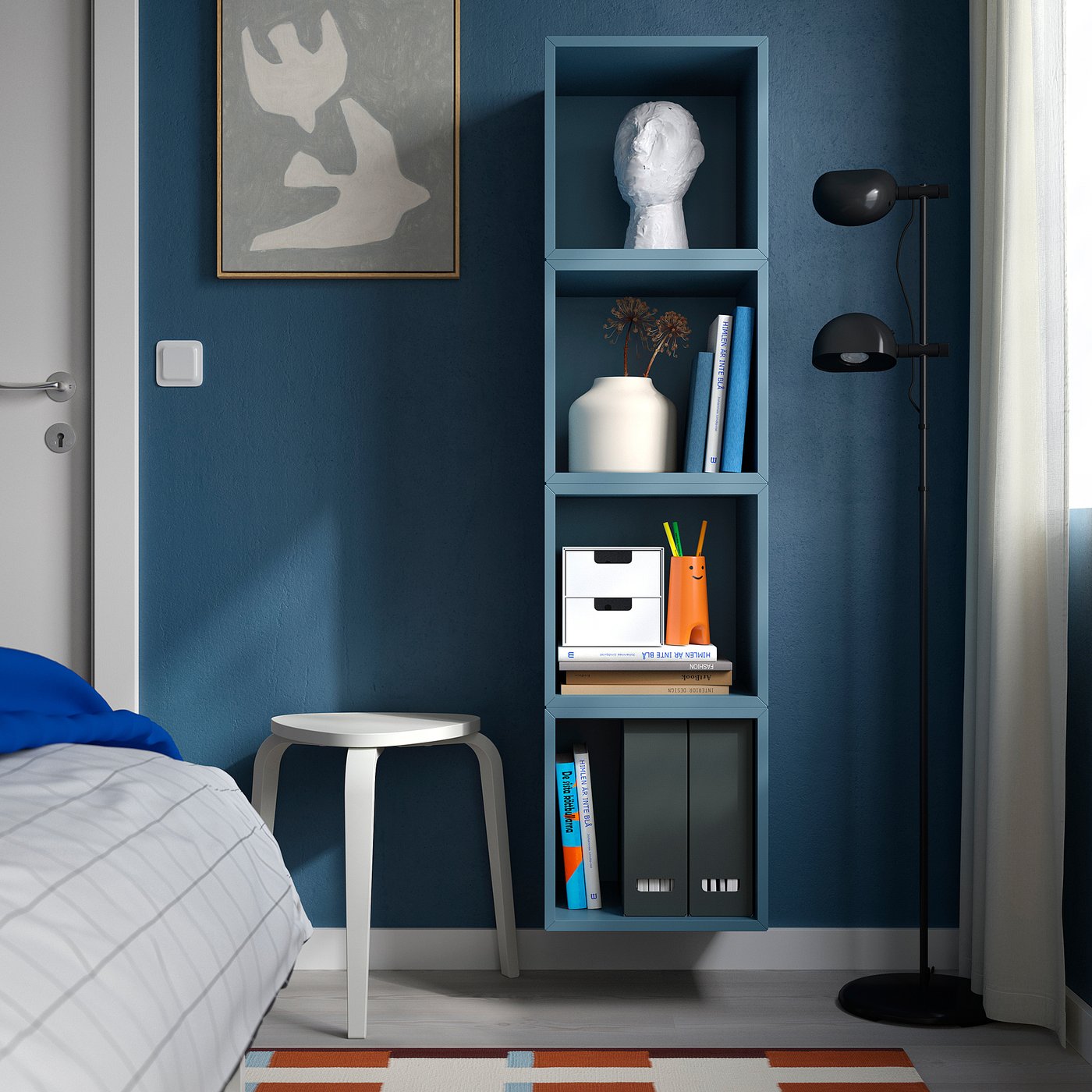 EKET wall-mounted storage combination, dark grey-blue, 140x35x35 cm