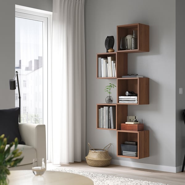 EKET wall-mounted storage combination, walnut effect, 70x25x175 cm