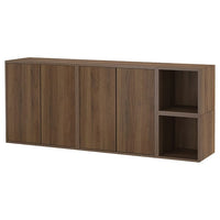 EKET wall-mounted cabinet combination, walnut effect, 175x35x70 cm