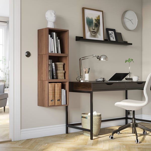 EKET wall-mounted cabinet combination, walnut effect, 70x25x105 cm