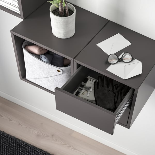 EKET wall-mounted storage combination, dark grey, 105x35x70 cm