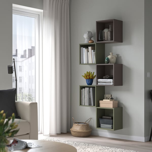 EKET wall-mounted storage combination, multicolour/grey-green
