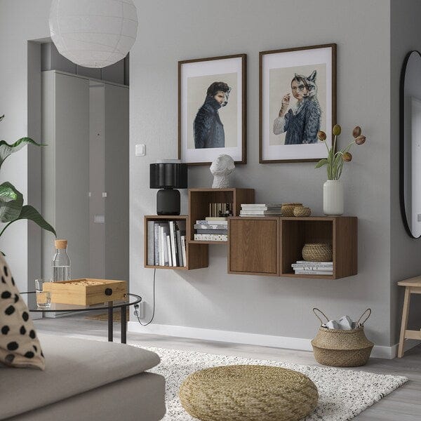 Ikea EKET - Wall-mounted cabinet combination, walnut, 140x35x53 cm
