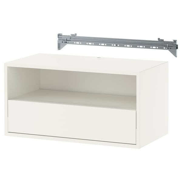 EKET wall mounted media shelf w rail, white, 70x35x35 cm
