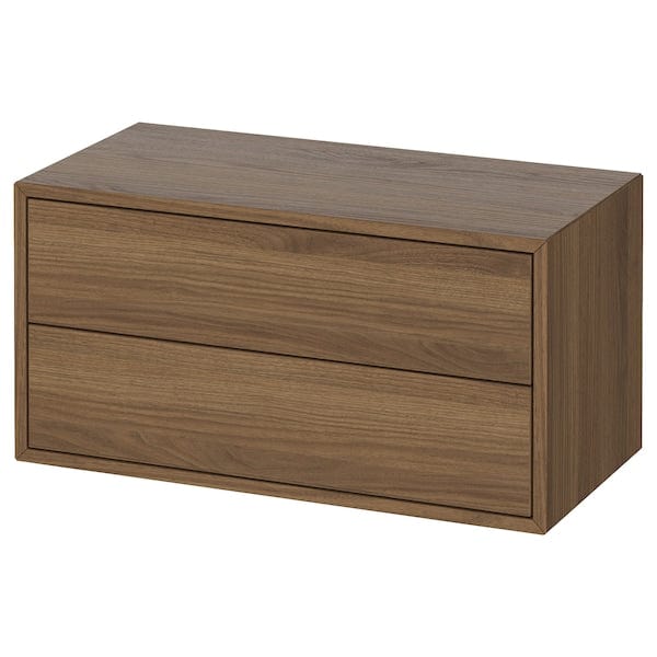 EKET cabinet with 2 drawers, brown/walnut effect, 63x35x28 cm