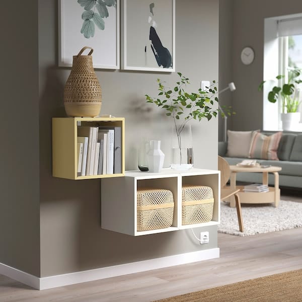 Ikea EKET - Wall cabinet with glass door, pale yellow, 35x25x35 cm